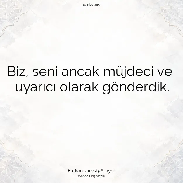 Ayetbul | Kuran Mealleri | Quran | Furkan suresi 56. ayet