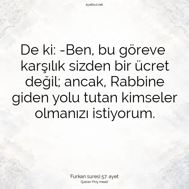 Ayetbul | Kuran Mealleri | Quran | Furkan suresi 57. ayet