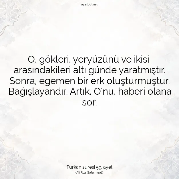Ayetbul | Kuran Mealleri | Quran | Furkan suresi 59. ayet