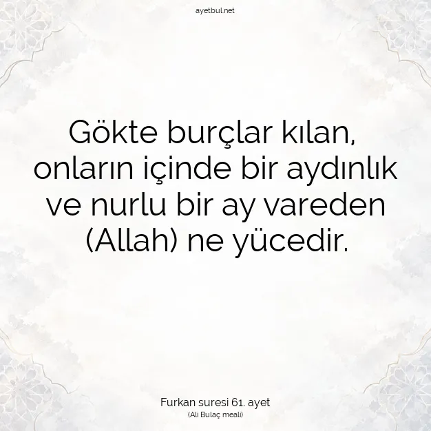 Ayetbul | Kuran Mealleri | Quran | Furkan suresi 61. ayet