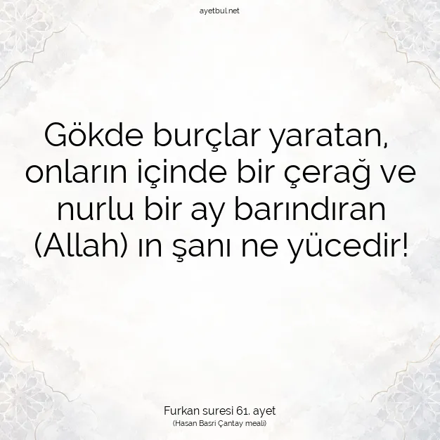 Ayetbul | Kuran Mealleri | Quran | Furkan suresi 61. ayet