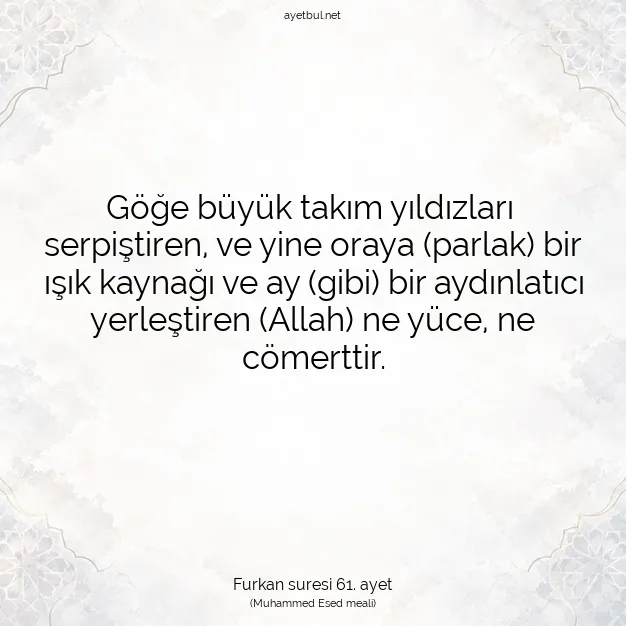 Ayetbul | Kuran Mealleri | Quran | Furkan suresi 61. ayet