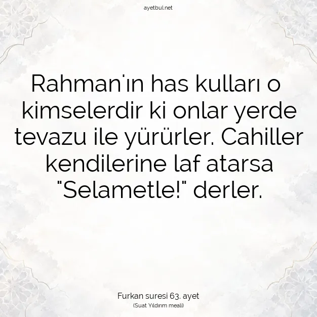 Ayetbul | Kuran Mealleri | Quran | Furkan suresi 63. ayet