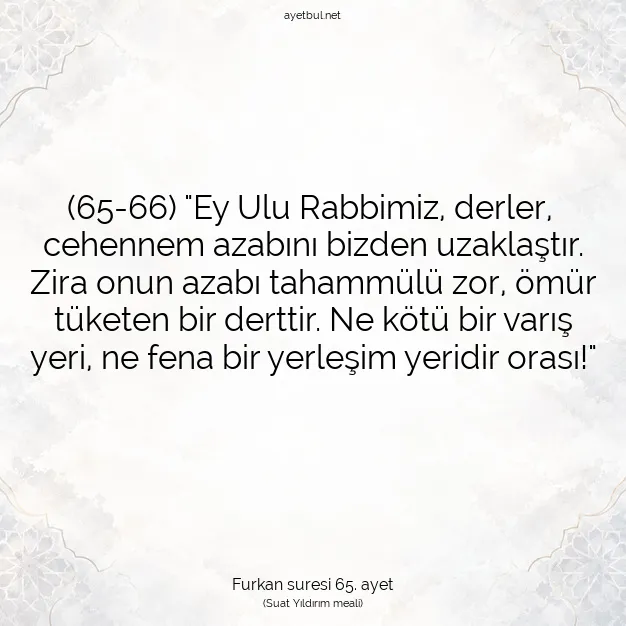 Ayetbul | Kuran Mealleri | Quran | Furkan suresi 65. ayet