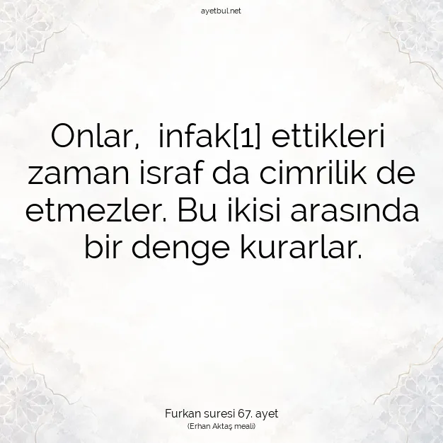 Ayetbul | Kuran Mealleri | Quran | Furkan suresi 67. ayet