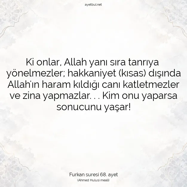 Ayetbul | Kuran Mealleri | Quran | Furkan suresi 68. ayet