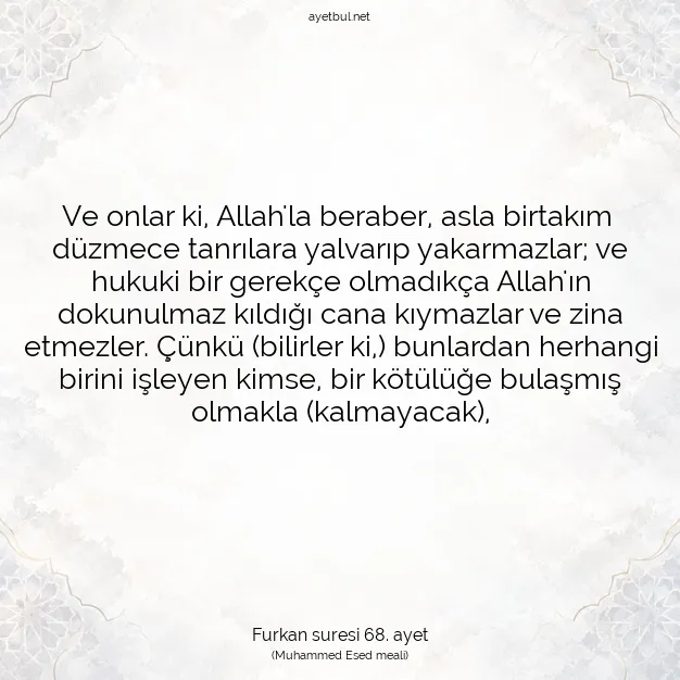 Ayetbul | Kuran Mealleri | Quran | Furkan suresi 68. ayet