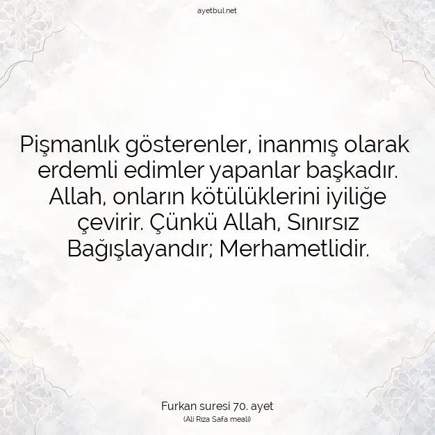 Ayetbul | Kuran Mealleri | Quran | Furkan suresi 70. ayet
