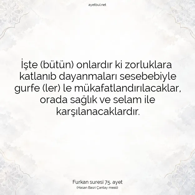 Ayetbul | Kuran Mealleri | Quran | Furkan suresi 75. ayet