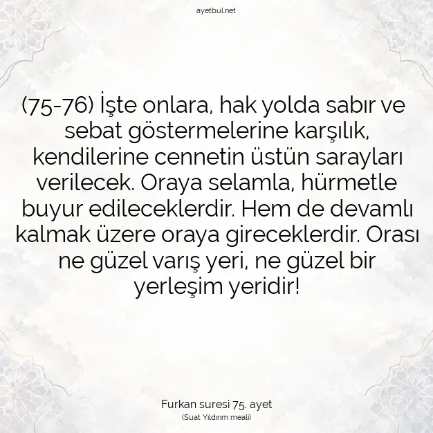 Ayetbul | Kuran Mealleri | Quran | Furkan suresi 75. ayet