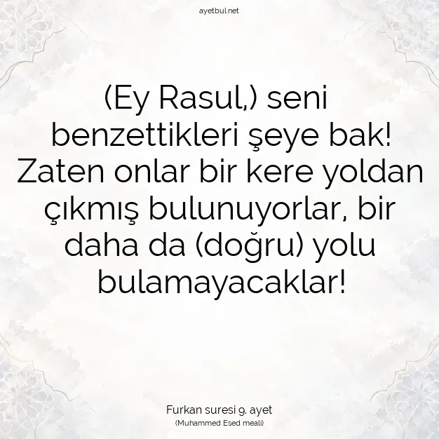Ayetbul | Kuran Mealleri | Quran | Furkan suresi 9. ayet
