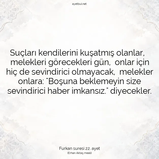 Ayetbul | Kuran Mealleri | Quran | Furkan suresi 22. ayet