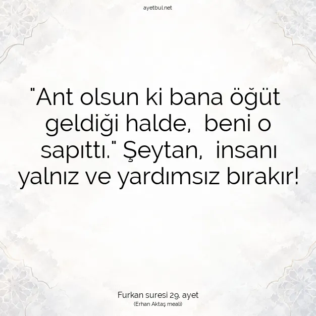 Ayetbul | Kuran Mealleri | Quran | Furkan suresi 29. ayet