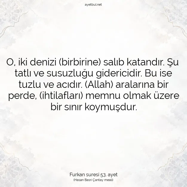 Ayetbul | Kuran Mealleri | Quran | Furkan suresi 53. ayet