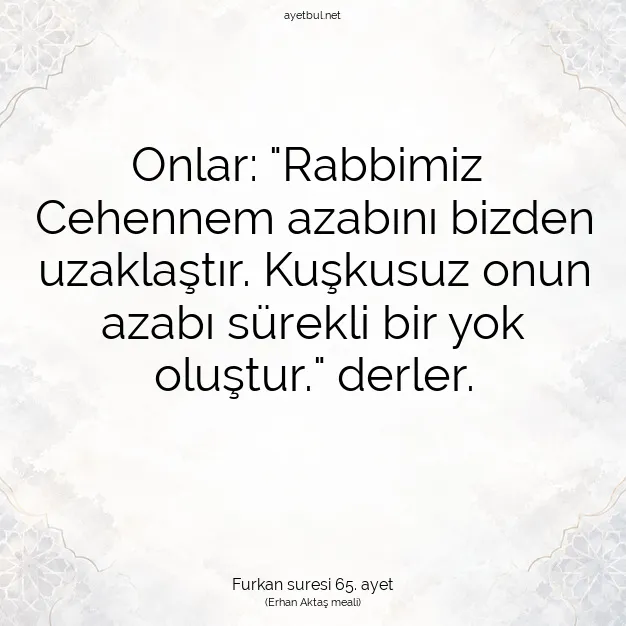 Ayetbul | Kuran Mealleri | Quran | Furkan suresi 65. ayet