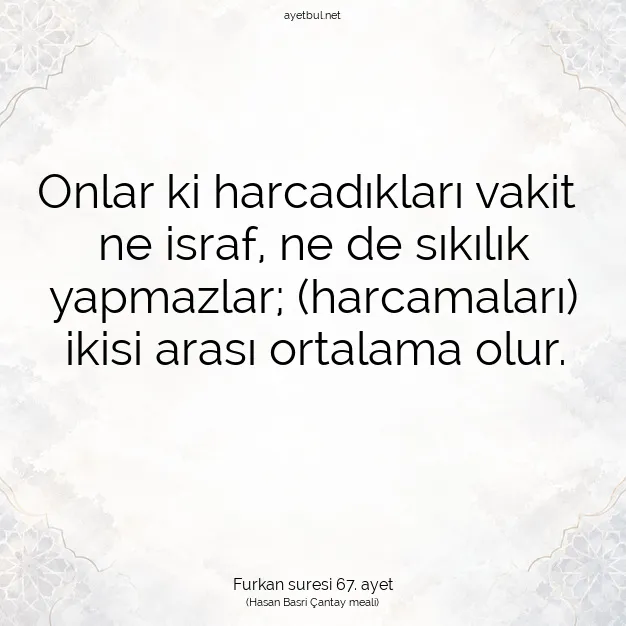 Ayetbul | Kuran Mealleri | Quran | Furkan suresi 67. ayet