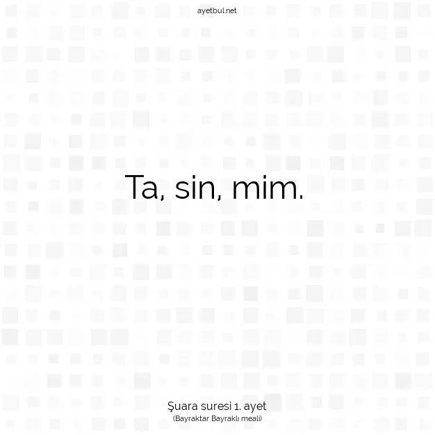 Ayetbul | Kuran Mealleri | Quran | Şuara suresi 1. ayet