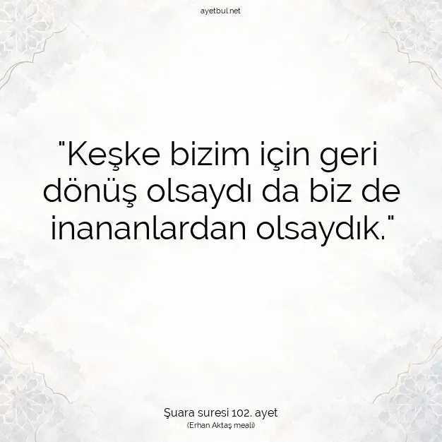 Ayetbul | Kuran Mealleri | Quran | Şuara suresi 102. ayet