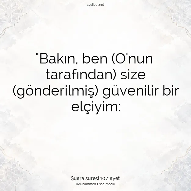Ayetbul | Kuran Mealleri | Quran | Şuara suresi 107. ayet