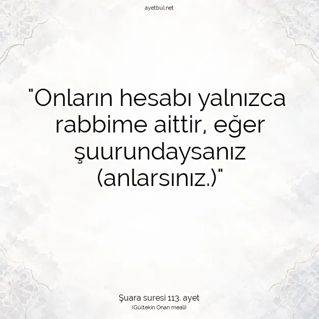 Ayetbul | Kuran Mealleri | Quran | Şuara suresi 113. ayet