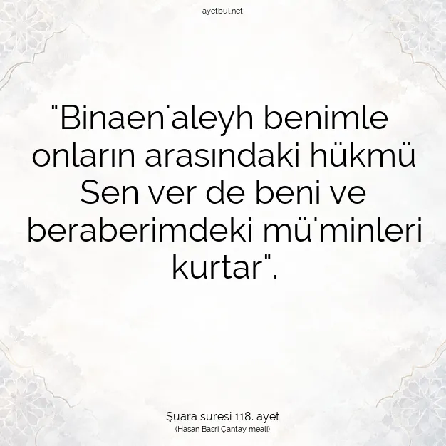 Ayetbul | Kuran Mealleri | Quran | Şuara suresi 118. ayet