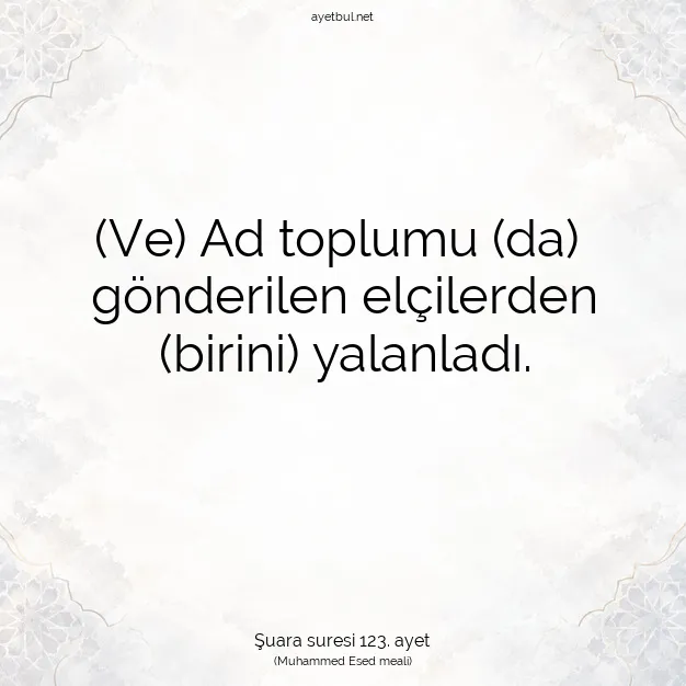 Ayetbul | Kuran Mealleri | Quran | Şuara suresi 123. ayet