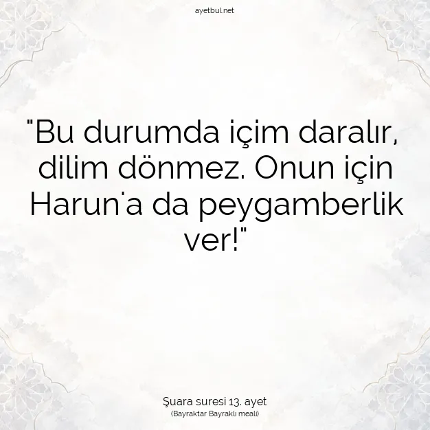 Ayetbul | Kuran Mealleri | Quran | Şuara suresi 13. ayet