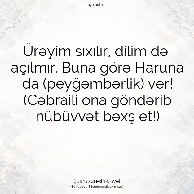 Ayetbul | Kuran Mealleri | Quran | Şuara suresi 13. ayet