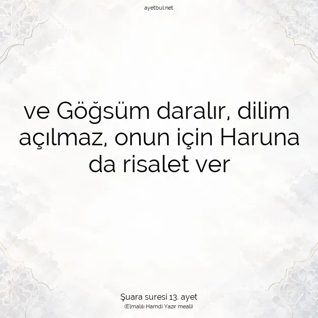 Ayetbul | Kuran Mealleri | Quran | Şuara suresi 13. ayet