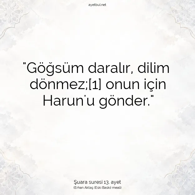 Ayetbul | Kuran Mealleri | Quran | Şuara suresi 13. ayet