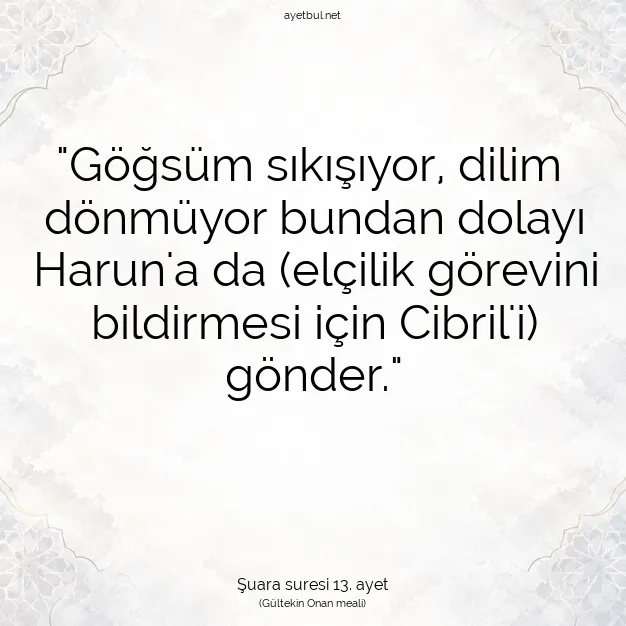 Ayetbul | Kuran Mealleri | Quran | Şuara suresi 13. ayet
