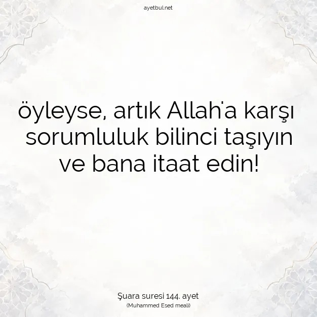Ayetbul | Kuran Mealleri | Quran | Şuara suresi 144. ayet