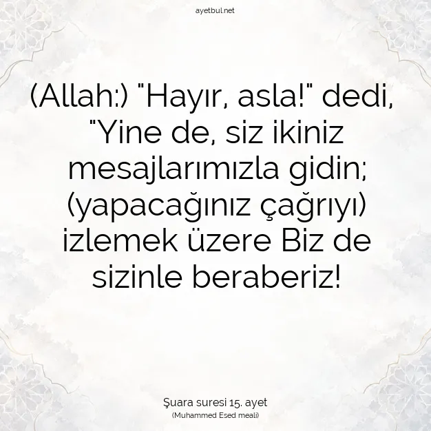 Ayetbul | Kuran Mealleri | Quran | Şuara suresi 15. ayet