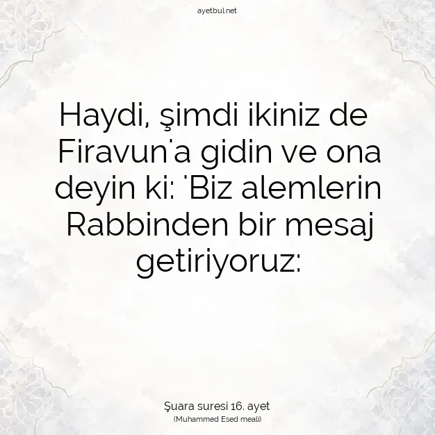 Ayetbul | Kuran Mealleri | Quran | Şuara suresi 16. ayet