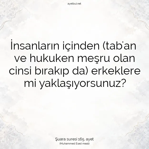 Ayetbul | Kuran Mealleri | Quran | Şuara suresi 165. ayet