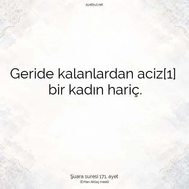 Ayetbul | Kuran Mealleri | Quran | Şuara suresi 171. ayet