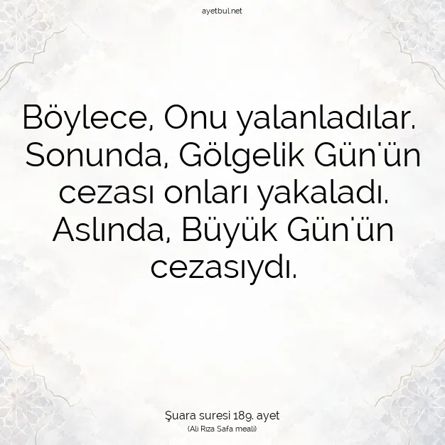 Ayetbul | Kuran Mealleri | Quran | Şuara suresi 189. ayet