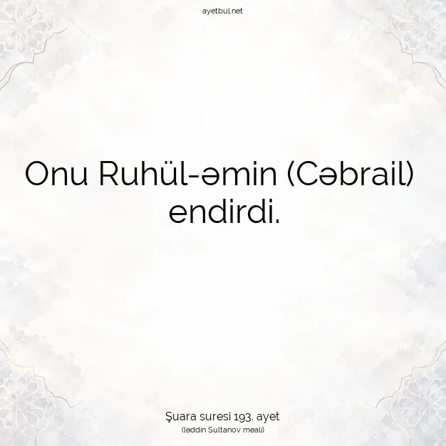 Ayetbul | Kuran Mealleri | Quran | Şuara suresi 193. ayet