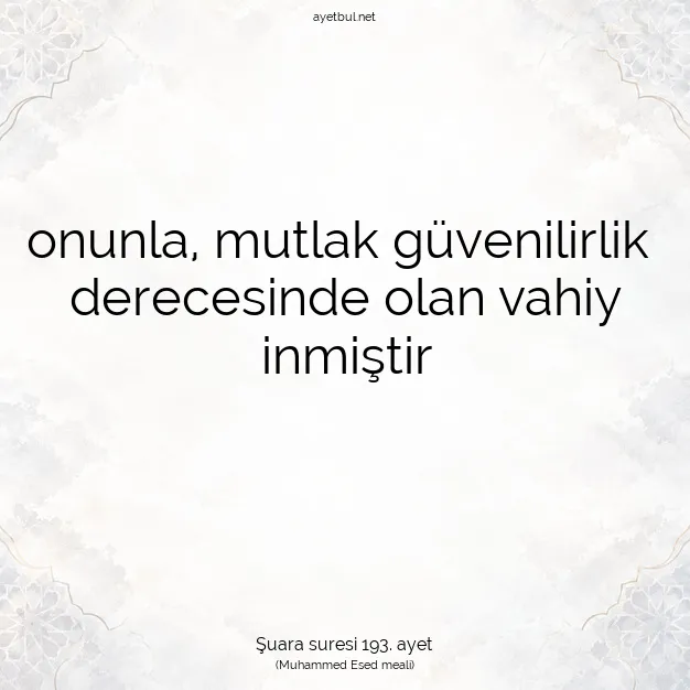 Ayetbul | Kuran Mealleri | Quran | Şuara suresi 193. ayet