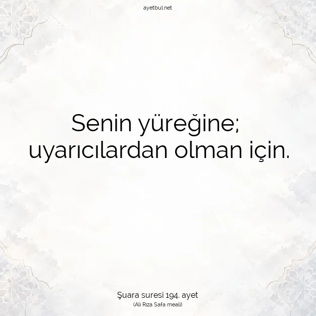Ayetbul | Kuran Mealleri | Quran | Şuara suresi 194. ayet