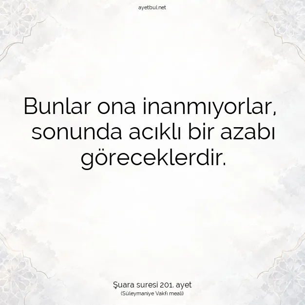 Ayetbul | Kuran Mealleri | Quran | Şuara suresi 201. ayet