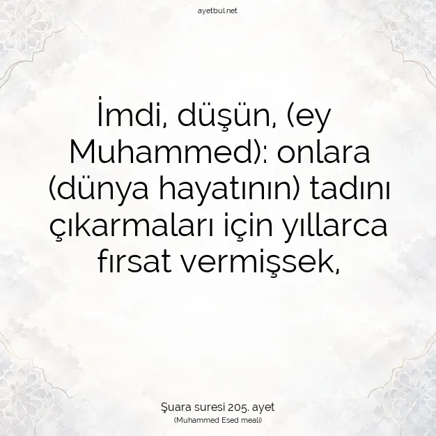 Ayetbul | Kuran Mealleri | Quran | Şuara suresi 205. ayet