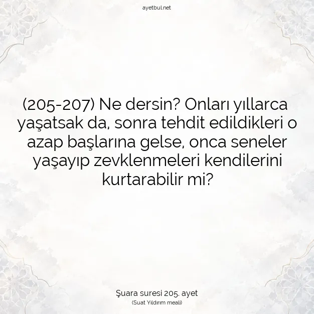 Ayetbul | Kuran Mealleri | Quran | Şuara suresi 205. ayet