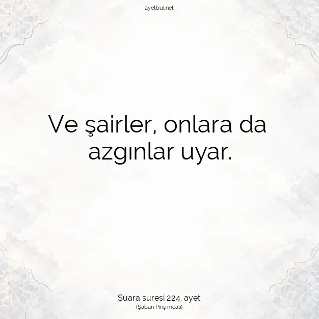 Ayetbul | Kuran Mealleri | Quran | Şuara suresi 224. ayet