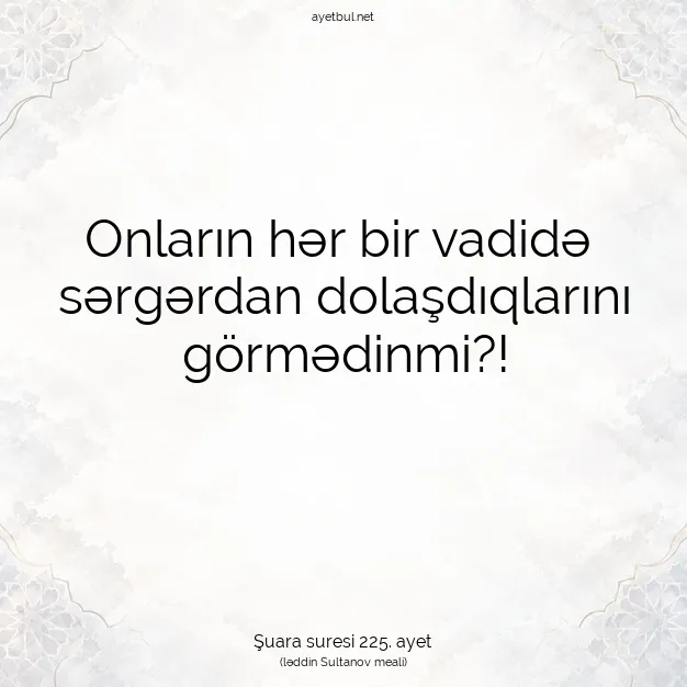 Ayetbul | Kuran Mealleri | Quran | Şuara suresi 225. ayet