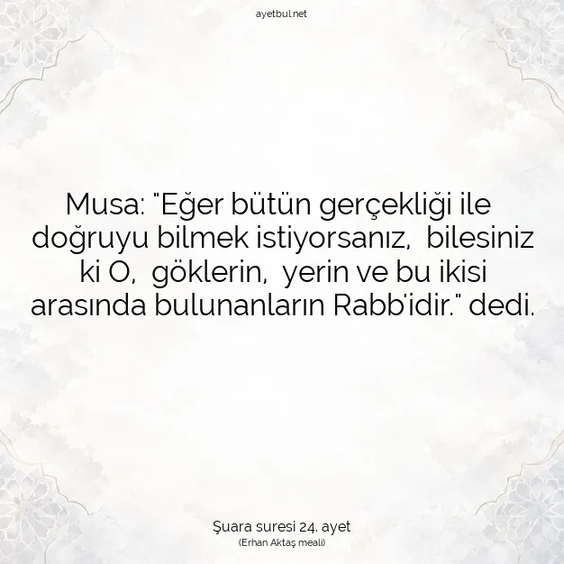 Ayetbul | Kuran Mealleri | Quran | Şuara suresi 24. ayet