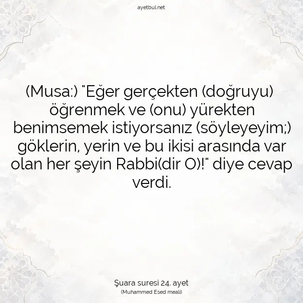 Ayetbul | Kuran Mealleri | Quran | Şuara suresi 24. ayet