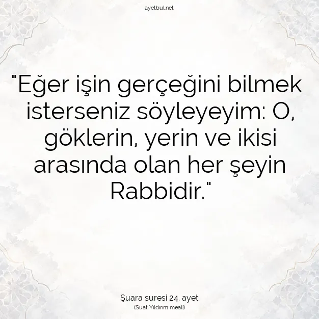 Ayetbul | Kuran Mealleri | Quran | Şuara suresi 24. ayet