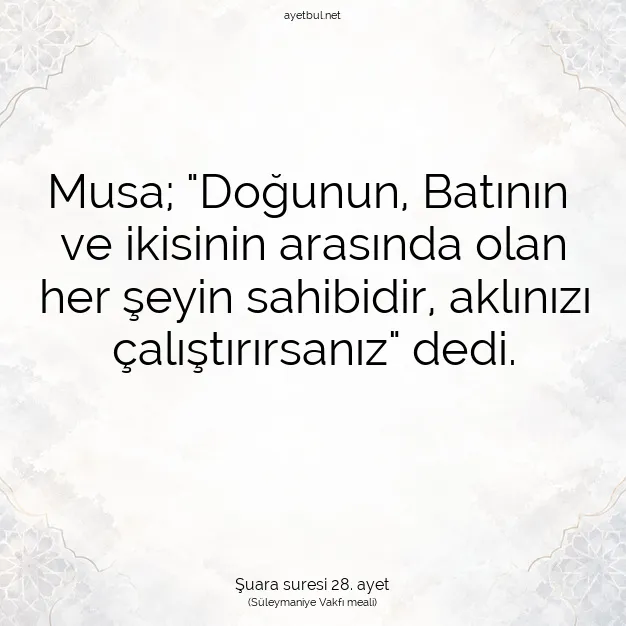 Ayetbul | Kuran Mealleri | Quran | Şuara suresi 28. ayet