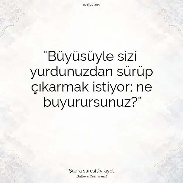 Ayetbul | Kuran Mealleri | Quran | Şuara suresi 35. ayet